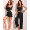 Ekouaer Womens 4 Piece Lounge Sets Ribbed Knit Crop Tank Top and Shorts Pants Casual Outfits(Black)