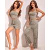 Ekouaer Womens 4 Piece Lounge Sets Ribbed Knit Crop Tank Top and Shorts Pants Casual Outfits(Coffee Black Stripe)