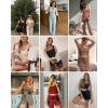 Ekouaer Womens 4 Piece Lounge Sets Ribbed Knit Crop Tank Top and Shorts Pants Casual Outfits(Coffee Black Stripe)