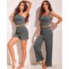 Ekouaer Womens 4 Piece Lounge Sets Ribbed Knit Crop Tank Top and Shorts Pants Casual Outfits(Dark Grey)