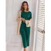 Ekouaer Women’s Capri Pajama Sets Print Short Sleeve Sleepwear Top and Capri Pants Soft Loungewear with Pocket(A_lake Green)