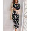Ekouaer Women’s Capri Pajama Sets Print Short Sleeve Sleepwear Top and Capri Pants Soft Loungewear with Pocket(Black Big Flowers)