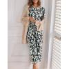 Ekouaer Women’s Capri Pajama Sets Print Short Sleeve Sleepwear Top and Capri Pants Soft Loungewear with Pocket(Black Flowers)