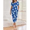 Ekouaer Women’s Capri Pajama Sets Print Short Sleeve Sleepwear Top and Capri Pants Soft Loungewear with Pocket(Blue Flower Leopard Print)