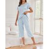 Ekouaer Women’s Capri Pajama Sets Print Short Sleeve Sleepwear Top and Capri Pants Soft Loungewear with Pocket(Blue White Stars)