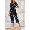 Ekouaer Women’s Capri Pajama Sets Print Short Sleeve Sleepwear Top and Capri Pants Soft Loungewear with Pocket(Colorful Star)