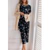 Ekouaer Women’s Capri Pajama Sets Print Short Sleeve Sleepwear Top and Capri Pants Soft Loungewear with Pocket(Colorful Star)