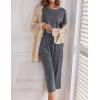 Ekouaer Women’s Capri Pajama Sets Print Short Sleeve Sleepwear Top and Capri Pants Soft Loungewear with Pocket(Dark Grey)