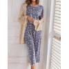Ekouaer Women’s Capri Pajama Sets Print Short Sleeve Sleepwear Top and Capri Pants Soft Loungewear with Pocket(Grey White Star)