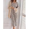 Ekouaer Women’s Capri Pajama Sets Print Short Sleeve Sleepwear Top and Capri Pants Soft Loungewear with Pocket(Khaki Leopard Print)