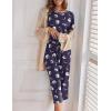 Ekouaer Women’s Capri Pajama Sets Print Short Sleeve Sleepwear Top and Capri Pants Soft Loungewear with Pocket(Navy Blue Moon)