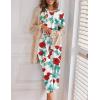 Ekouaer Women’s Capri Pajama Sets Print Short Sleeve Sleepwear Top and Capri Pants Soft Loungewear with Pocket(Red Rose Flowers)