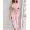 Ekouaer Women’s Capri Pajama Sets Print Short Sleeve Sleepwear Top and Capri Pants Soft Loungewear with Pocket(Roes Flowers)