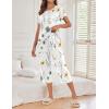 Ekouaer Women’s Capri Pajama Sets Print Short Sleeve Sleepwear Top and Capri Pants Soft Loungewear with Pocket(White Flowers Print)