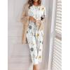 Ekouaer Women’s Capri Pajama Sets Print Short Sleeve Sleepwear Top and Capri Pants Soft Loungewear with Pocket(White Flowers Print)