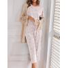 Ekouaer Women’s Capri Pajama Sets Print Short Sleeve Sleepwear Top and Capri Pants Soft Loungewear with Pocket(White Pink Stars)