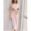 Ekouaer Women’s Capri Pajama Sets Print Short Sleeve Sleepwear Top and Capri Pants Soft Loungewear with Pocket(White Red Heart)