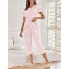 Ekouaer Women’s Capri Pajama Sets Print Short Sleeve Sleepwear Top and Capri Pants Soft Loungewear with Pocket(White Red Heart)