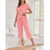 Ekouaer Women’s Capri Pajama Sets Print Short Sleeve Sleepwear Top and Capri Pants Soft Loungewear with Pocket(White Strip)