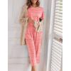 Ekouaer Women’s Capri Pajama Sets Print Short Sleeve Sleepwear Top and Capri Pants Soft Loungewear with Pocket(White Strip)
