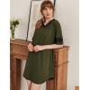 Ekouaer Womens Nightgown Cotton Sleepwear Short Sleeve Sleep Shirt V Neck Color Block Nightshirt(A_army Green)