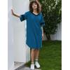 Ekouaer Womens Nightgown Cotton Sleepwear Short Sleeve Sleep Shirt V Neck Color Block Nightshirt(A_blue)
