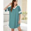 Ekouaer Womens Nightgown Cotton Sleepwear Short Sleeve Sleep Shirt V Neck Color Block Nightshirt(A_mint Green)