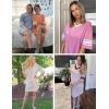 Ekouaer Womens Nightgown Cotton Sleepwear Short Sleeve Sleep Shirt V Neck Color Block Nightshirt(A_pink)