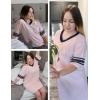 Ekouaer Womens Nightgown Cotton Sleepwear Short Sleeve Sleep Shirt V Neck Color Block Nightshirt(A_pink)