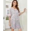 Ekouaer Womens Nightgown Cotton Sleepwear Short Sleeve Sleep Shirt V Neck Color Block Nightshirt(B_coffee Grey)