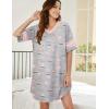 Ekouaer Womens Nightgown Cotton Sleepwear Short Sleeve Sleep Shirt V Neck Color Block Nightshirt(B_coffee Grey)