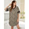 Ekouaer Womens Nightgown Cotton Sleepwear Short Sleeve Sleep Shirt V Neck Color Block Nightshirt(B_leopard)