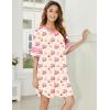 Ekouaer Womens Nightgown Cotton Sleepwear Short Sleeve Sleep Shirt V Neck Color Block Nightshirt(B_teddy)