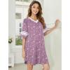 Ekouaer Womens Nightgown Cotton Sleepwear Short Sleeve Sleep Shirt V Neck Color Block Nightshirt(C_stars Purple)