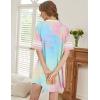 Ekouaer Womens Nightgown Cotton Sleepwear Short Sleeve Sleep Shirt V Neck Color Block Nightshirt(Tie Dye Yellow)