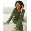 Ekouaer Womens Pajama Sets 2 piece Lounge Sets for Women V-neck Long Sleeve Top and Elastic Waist Pants with Pockets(Army Green)