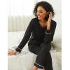 Ekouaer Womens Pajama Sets 2 piece Lounge Sets for Women V-neck Long Sleeve Top and Elastic Waist Pants with Pockets(Black)