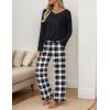 Ekouaer Womens Pajama Sets 2 piece Lounge Sets for Women V-neck Long Sleeve Top and Elastic Waist Pants with Pockets(Black Plaid)