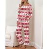 Ekouaer Womens Pajama Sets 2 piece Lounge Sets for Women V-neck Long Sleeve Top and Elastic Waist Pants with Pockets(Christmas Red)