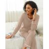 Ekouaer Womens Pajama Sets 2 piece Lounge Sets for Women V-neck Long Sleeve Top and Elastic Waist Pants with Pockets(Dark Khaki)