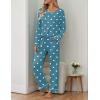 Ekouaer Womens Pajama Sets 2 piece Lounge Sets for Women V-neck Long Sleeve Top and Elastic Waist Pants with Pockets(Green Heart)