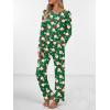Ekouaer Womens Pajama Sets 2 piece Lounge Sets for Women V-neck Long Sleeve Top and Elastic Waist Pants with Pockets(Green Snowman)