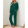 Ekouaer Womens Pajama Sets 2 piece Lounge Sets for Women V-neck Long Sleeve Top and Elastic Waist Pants with Pockets(Lake Green)