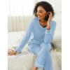 Ekouaer Womens Pajama Sets 2 piece Lounge Sets for Women V-neck Long Sleeve Top and Elastic Waist Pants with Pockets(Light Blue)