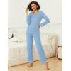 Ekouaer Womens Pajama Sets 2 piece Lounge Sets for Women V-neck Long Sleeve Top and Elastic Waist Pants with Pockets(Light Blue)