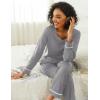 Ekouaer Womens Pajama Sets 2 piece Lounge Sets for Women V-neck Long Sleeve Top and Elastic Waist Pants with Pockets(Mix Grey)