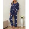 Ekouaer Womens Pajama Sets 2 piece Lounge Sets for Women V-neck Long Sleeve Top and Elastic Waist Pants with Pockets(Moon Star)