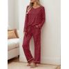 Ekouaer Womens Pajama Sets 2 piece Lounge Sets for Women V-neck Long Sleeve Top and Elastic Waist Pants with Pockets(Red Dots)