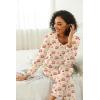 Ekouaer Womens Pajama Sets 2 piece Lounge Sets for Women V-neck Long Sleeve Top and Elastic Waist Pants with Pockets(Teddy Bear)