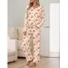 Ekouaer Womens Pajama Sets 2 piece Lounge Sets for Women V-neck Long Sleeve Top and Elastic Waist Pants with Pockets(Teddy Bear)